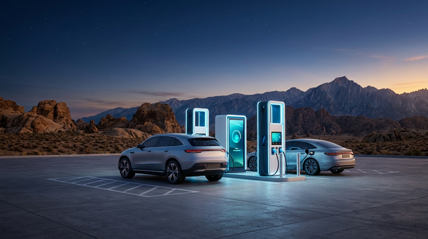 High tech EV Charging station in a modern setting