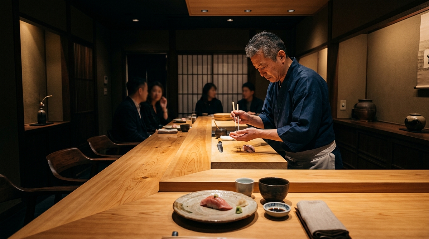 Exquisite seasonal omakase course