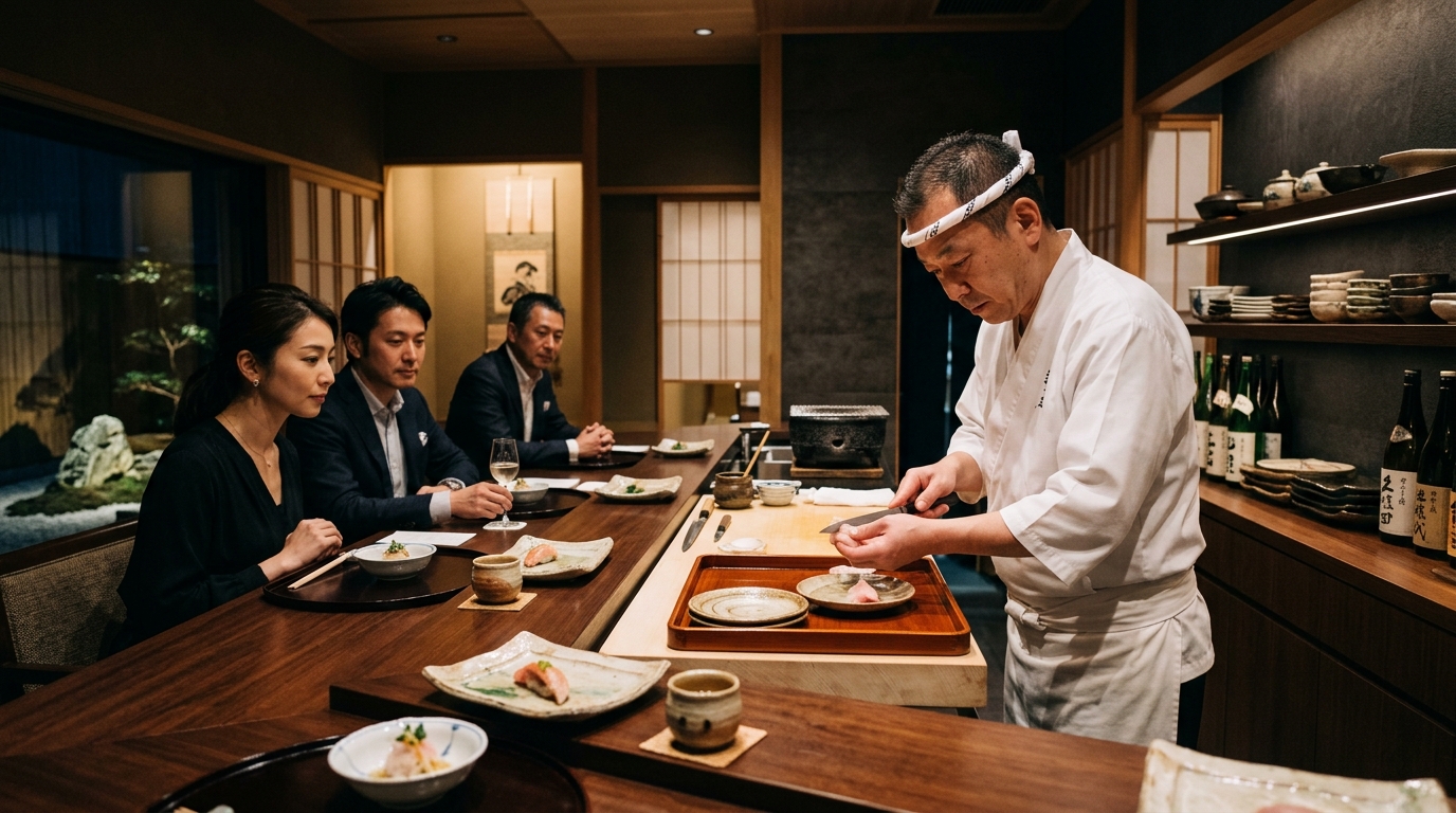 Close up of masterfully prepared sushi