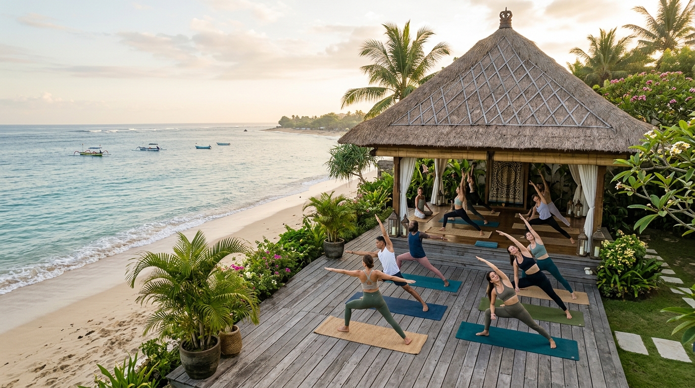 Beachfront yoga pavilion in Bali