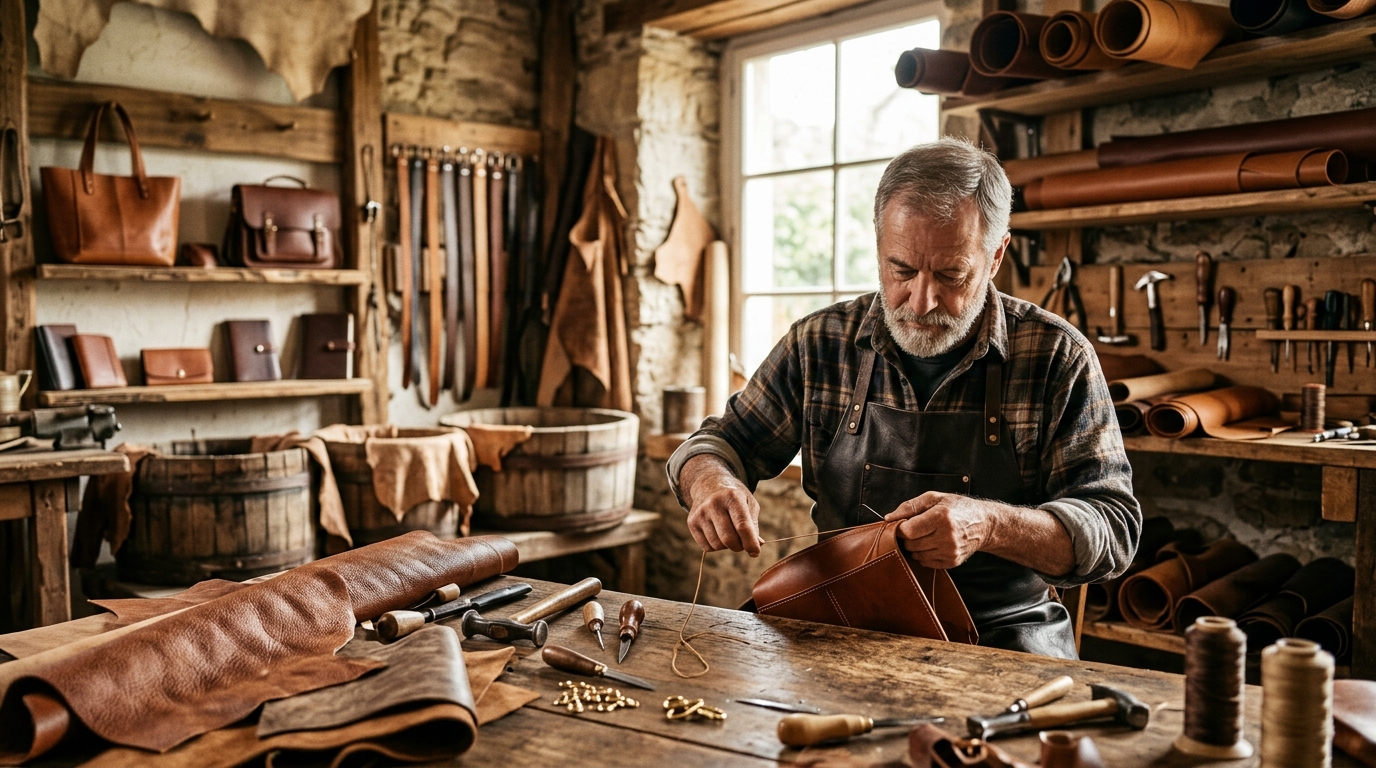 Close-up of high-quality leather craftsmanship